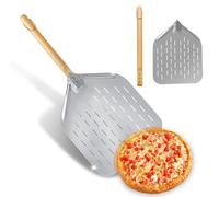 Aurinovellia Pala para Pizza, Pala Pizza de Acero Inoxidable con Mango, Superficie Grande, para Pizza y Pan Caseros, 39×30.5cm, Longitud total 74cm
