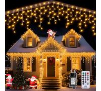 Auriostar Cortina Luces Navidad Exterior, 12.5M 486LED Cadena Luces Exterior, 8 Modos Guirnalda Luces para Exterior, Interio, Decoración Navidad, Casa, Balcon, Habitación, Jardín, Blanco Cálido