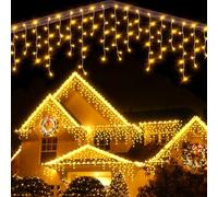 Auriostar Cortina Luces Navidad Exterior, 15M 594LED Cadena Luces Exterior, 8 Modos Guirnalda Luces para Exterior, Interio, Decoración Navidad, Casa, Balcon, Habitación, Jardín, Blanco Cálido