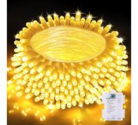 Auriostar Guirnalda Luces Pilas, 20m 200LEDs Luces Navidad Exterior Pilas IP44 Impermeable, 8 Modos Luces Arbol Navidad Pilas Interior, Luces de Navidad Exterior para Balcon, Habitacion, Fiestas, Boda