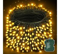 Auriostar Guirnalda Luces Pilas, 20m 200LEDs Luces Navidad Exterior Pilas IP44 Impermeable, 8 Modos Luz Arbol Navidad Interior/Exterior para Balcon, Habitacion, Fiestas, Boda(Cable transparente)