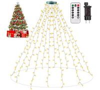 Auriostar Luces Árbol Navidad, 2.5m x 12 Cadena 300 LEDs, IP44 Impermeable Guirnalda Exterior Con 8 Modos Para Interior, Exterior (Blanco Cálido)