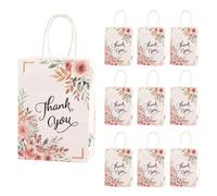 Auriselle 10 unidades 15 * 21 * 8 cm Rosas Thankyou Glückskraut Bolsas de papel kraft Flores Regalos para invitados a bodas y mucho más Bolsa dulces con asa Fiestas Cumpleaños Halloween Navidad, Rosa