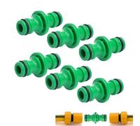 Auriselle Acoplamiento Para Manguera Conector Manguera De Jardín Con Doble Enchufe, Acoplamiento Extensor 1/2 Pulgada Conector Rápido De Plástico Bidireccional Jardín Y Hogar, Verde 6 Unidades