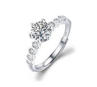 Auriselle Anillo de circonita mujer, circonita brillante, anillos abertura ajustable, tamaño ajustable, anillo pulgar, joyería, alianzas boda, anillos de compromiso, novia, mujer, niña, plateado