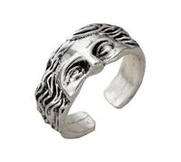 Auriselle Anillo de Hombres Ajustable Venus Máscara Vintage Vikingo Retro Abierto Anillo Pulgar Gótico Joyería Regalos para Hombres Niños Padre, Plata