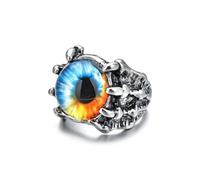 Auriselle Anillo de los Hombres Ajustable Cráneo Circón Ojo del Diablo Vintage Vikingo Retro Abierto Anillo Pulgar Gótico Joyería Regalos para Hombres Niños Padre, Color