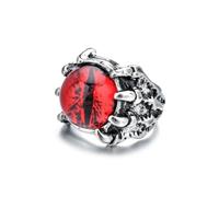 Auriselle Anillo de los Hombres Ajustable Cráneo Circón Ojo del Diablo Vintage Vikingo Retro Abierto Anillo Pulgar Gótico Joyería Regalos para Hombres Niños Padre, Rojo