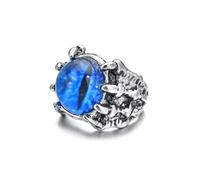 Auriselle Anillo de los Hombres Ajustable Cráneo Circón Ojo del Diablo Vintage Vikingo Retro Abierto Anillo Pulgar Gótico Joyería Regalos para Hombres Niños Padre, Azul