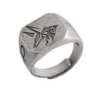 Auriselle Anillo de los Hombres Ajustable Muerte Ojo de Anubis Rey Lobo Cruz Runa Tótem Vintage Vikingo Retro Abierto Anillo Pulgar Gótico Joyería Regalos para Hombres Niños Padre