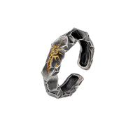 Auriselle Anillo de los Hombres Ajustable Sol de Oro Runas Vintage Vikingo Retro Abierto Anillo Pulgar Gótico Joyería Regalos para Hombres Niños Padre, Negro