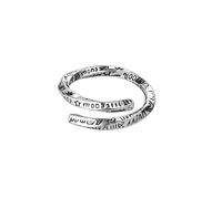 Auriselle Anillo retorcido mujer, letras grabadas neutras, anillos abertura ajustable, estilo retro, tamaño ajustable, anillo para el pulgar, joyería, novia, mujeres, niñas, hombres, niños, plateado