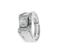 Auriselle Anillo vikingo para hombre con abertura ajustable y pedrería, superficie plateada, joyería retro punk hip hop gótica vintage, pedrería brillante, hombres y niños