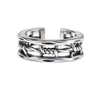 Auriselle Anillo vikingo para hombre, diseño trenzado calado ajustable, joyería retro punk hip hop gótica unisex vintage, regalo de cumpleaños/Navidad para hombres, niños y mujeres