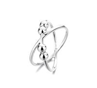 Auriselle Anillos Ansiedad para Mujer Anillo Giratorio Ajustable Ansiedad Estrés Anillos Abiertos Spinner Bead Anillos con Cruce Doble Capa Plata Brillante