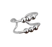 Auriselle Anillos de Ansiedad para Mujeres Ajustable Ansiedad Estrés Abiertos Spinner Bead Anillos con Doble Capa Irregular Plata Brillante Fidget Abiertos para Mujeres