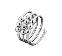Auriselle Anillos de Ansiedad para Mujeres Anillos Ajustable Ansiedad Estrés Abiertos Spinner Bead con Triple Capa Plata Brillante Fidget Abiertos para Mujeres
