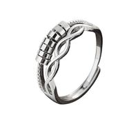 Auriselle Anillos de la Ansiedad para las Mujeres Ajustables de la Tensión de la Ansiedad Abiertos de la Cuenta del Hilandero con la Capa Doble Anillos Abiertos