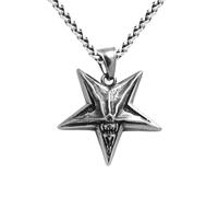 Auriselle Collar Colgante Retro Pentagram para Hombre, Collares de Cadena Vintage Hechos a Mano Hell Satan's Smile, Collar Gótico de Personalidad Oscura para Hombre, Cuaresma 60 CM