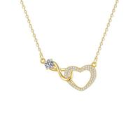 Auriselle Collar de las Señoras Mamá y el Niño Esqueleto Infinito Amor Colgante Circonio Ajuste del Corazón Joyas Collares Cadena Ajustable Longitud 40-45cm para el Día de la Madre de la Mujer