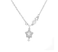 Auriselle Collar de strass para mujer, collar con colgante de estrella, strass brillante clásico, collar gargantilla acero titanio, longitud ajustable, joyería, regalo para mujer y niña, plateado