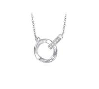 Auriselle Collar de strass para mujer, collar con colgante doble anillo Eternity Infinity Mobius strass brillantes, collar con cadena ajustable, joyería, regalo niñas, plateado