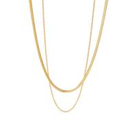 Auriselle Collar mujer, chapado oro de 18 quilates Cadena de espada Cadena retorcida Brillante Clásico, acero titanio Collar doble Se puede llevar separado Ajustable Joyería Joyas niñas Dorado