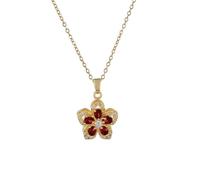 Auriselle Collar para Mujer Colgante Giratorio de 360° con Forma de Girasol Engaste de Circonita Joyería Cadena Ajustable Collares Longitud 40-45 cm para Mujer Regalos de Cumpleaños, Rojo