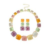 Auriselle Conjuntos joyas cristal mujer, collar geométrico y pendientes vintage brillantes, colores de para mujer y niña