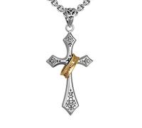 Auriselle Hombres Cruz Colgante Cadena Crucifijo Collar - Gothic Cruz Vikingo Retro Punk Rock Colgante Redondo, Unisex Streetwear Joyería Rap Cultura Regalo para Hombres Niños Señoras, 50cm