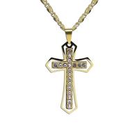 Auriselle Hombres Cruz Colgante Cadena de Acero Inoxidable Piedras Preciosas Crucifijo Collar Retro Hip Hop Streetwear Joyería Urbana Punk Fiesta Accesorios Hombres Niños Señoras, Oro