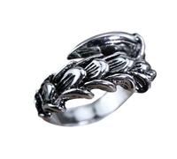 Auriselle Hombres Vikingo Anillo Ajustable con Garra Patrón, Abierto Proceso de Chapado en Plata Retro Punk Joyería Gótica, Unisex Vintage Fiesta de Cumpleaños/Navidad Regalo Hombres Niños Señoras