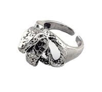 Auriselle Hombres Vikingo Anillo Ajustable con la serpiente Cobra Patrón, Abierto Chapado en Plata Proceso Retro Punk Joyería Gótica, Unisex Vintage Fiesta de Cumpleaños Regalo Hombres Niños Señoras