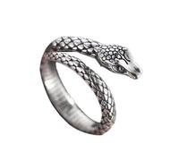 Auriselle Hombres Vikingo Anillo Ajustable con Serpiente Patrón, Abierto Chapado en Plata Retro Punk Joyería Gótica, Unisex Vintage Fiesta de Cumpleaños/Navidad Regalo para Hombres Niños Señoras