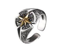 Auriselle Hombres Vikingo Anillo Anillo Ajustable con Starlight Pattern, Abierto Retro Punk Hip Hop Joyería Gótica Unisex Vintage Fiesta de Cumpleaños/Navidad/Pascua Regalo Hombres Niños Señoras