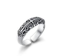 Auriselle Hombres Vikingo Anillo con Cruz Grabado Patrón de talla, Crucifijo Abierto Ajustable Retro Punk Gótico Joyería, Unisex Vintage Fiesta de Navidad Regalo para Hombres Niños Señoras