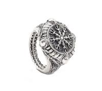 Auriselle Hombres Vikingo Anillo con Escritura Encanto Brújula, Abierto Ajustable Retro Punk Joyería Gótica, Unisex Vintage Cumpleaños para Hombres Niños Señoras