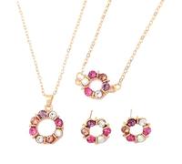 Auriselle Juego de Joyas para Mujer con Diseño Floral Pulsera Pendientes y Collar 3 Piezas de Joyería para Mujer con Engaste de Pedrería Regalos de Boda para Mujeres