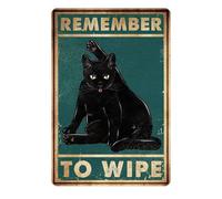 Auriselle Letreros de hojalata Letrero de metal retro peltre Diseño Remember to Wipe Cartel de Chapa Motivo gato Decoración de pared humorística Letreros gatos bar casa Baño o cafetería gatos