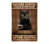 Auriselle Letreros de hojalata Letrero metal retro 8x12 pulgadas Bebidas gato Diseño café Cartel de Chapa Estilo vintage Divertido letrero hojalata Letreros pared Casa café o puerta Decoración gatos