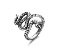 Auriselle Men's Viking Ring Anillo ajustable con el patrón de serpiente sinuosa, Abierto Retro Punk Hip Hop Joyería Gótica, Unisex Vintage, Fiesta de Cumpleaños para Hombres Niños Señoras