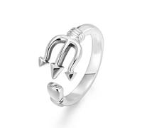 Auriselle Men's Viking Ring Anillo Ajustable con Patrón de Tridente, Abierto Retro Punk Hip Hop Gothic Jewellery, Unisex Vintage, Fiesta Cumpleaños/Navidad/Pascua Regalo Hombres Niños Señoras