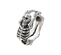 Auriselle Men's Viking Ring Anillo ajustable con Skull Pattern, Abierto Retro Punk Hip Hop Gothic Joyería, Unisex Vintage, Fiesta de Cumpleaños/Navidad/Pascua de Regalo para Hombres Niños Señoras