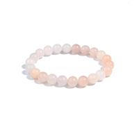 Auriselle Mujer Hombre Pulsera de Piedra Natural Auténtica con Cuentas Redondas de 6 mm Pulseras Elásticas de Joyería Ágata Cristalina Espiritual Naranja y Blanca, A