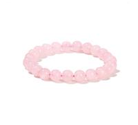 Auriselle Mujer Hombre Pulsera de Piedra Natural Auténtica con Cuentas Redondas de 6 mm Pulseras Elásticas de Joyería Ágata Cristalina Rosa, B