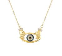 Auriselle Señoras Collar Manos Abrazando Esqueleto Ojo de Diablo Colgante Circonio Ajuste Joyería Cadena Ajustable Collares Longitud 40-45cm para el Día de la Madre de la Mujer, ORO