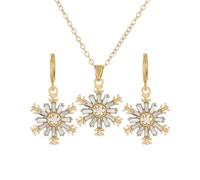 Auriselle Señoras Joyería Set Copo de Nieve Rhinestone Ajuste Pendientes Collar 2 Piezas Mujeres Joyería con Cubic Zirconia Regalos de Boda para Mujeres Señoras