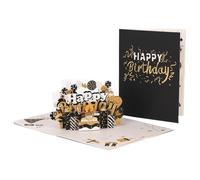 Auriselle Tarjeta de cumpleaños Tarjeta divertida de cumpleaños 3D Pop Up Diseño tarta feliz Popup divertido, perfecto para ocasiones románticas y momentos especiales, negro y dorado