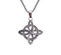 Auriselle Viking Hombres Collar Acero Inoxidable Nudo Celta Colgante Cadena, Nudo de Bruja Hip Hop Norse Streetwear Joyería, Punk Retro Rap Cultura Cadena de Fiesta de Regalo para Hombres Niños, 50cm