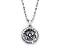 Auriselle Vikingo Hombres Pentagrama Collar Colgante Cadena, Ronda Aro Starlight Hip Hop Retro Gris Nórdico Joyería, Fiesta Streetwear Accesorios, Punk Rap Cultura Regalo Hombres Niños, 70cm